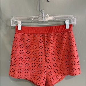 Forever 21 Red Eyelet High-Waist Shorts